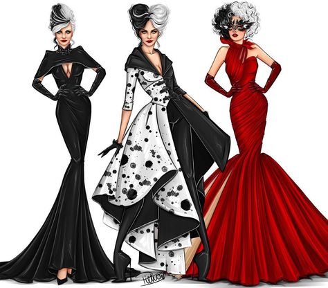 Cruella Deville, Sketches Dresses, Dress Design Sketches, Fashion Illustration Dresses, Poses Reference, Dress Drawing, Fashion Figures, Fashion Design Sketches, Anime Poses