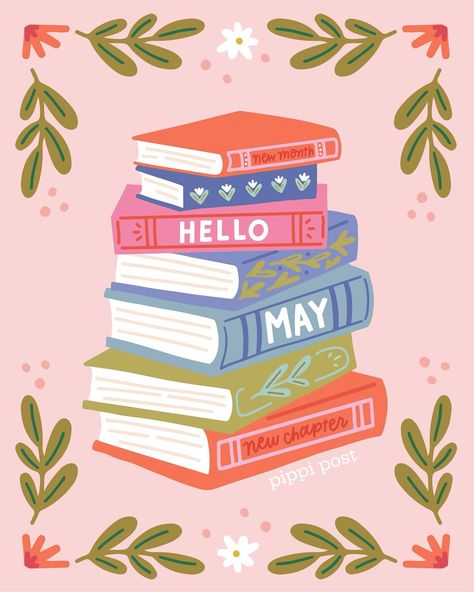 Hello MAY! 🫶 So excited for this months new collection launch - happening TOMORROW! 😱🥰 Also excited it’s read-by-the-pool-in-the-sunshine season ☀️ 📖 #pippipostquotes #pippipostbookclub #hellomay #itsgonnabemay #bookstagram #newchapters New Collection Launch, Reading Books Illustration, Books Illustration, Spring Illustration, Book Merch, Bookish Merch, Hello May, Quote Backgrounds, Reading Journal