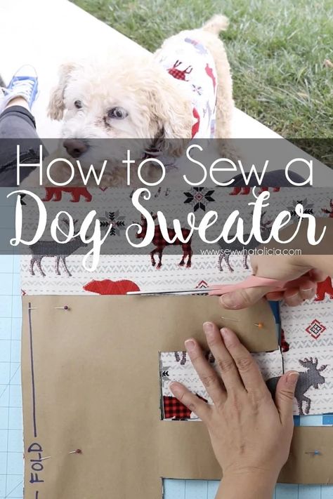 How to Make Dog Sweaters: If you have always wanted to know how to make a dog sweater/jacket then this post is for you. Walk through drafting a pattern and sewing the jacket. Click through for a full video and written tutorial. | www.sewwhatalicia.com Dog Jacket Patterns, Dog Onesies, Dog Sweater Pattern, Dog Light, Pink Puppy, Dog Jumpers, Dog Clothes Patterns, Dog Projects, Puppy Collars