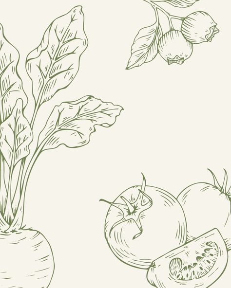 Vegetables Illustration Drawing, Fruit And Vegetable Illustration, Organic Food Illustration, Hand Drawn Food Illustration, Vegetable Line Art, Fruits Illustration Design, Organic Illustration Design, Food Line Illustration, Gardening Graphic Design