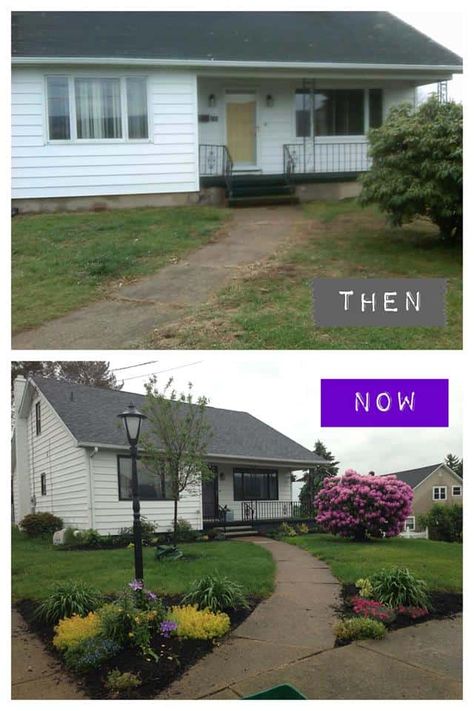 Yard Before And After, Easy Renovations, Curb Appeal Landscape, Front Yards Curb Appeal, Diy Curb Appeal, Home Exterior Makeover, Exterior Makeover, Exterior Remodel, After Pictures