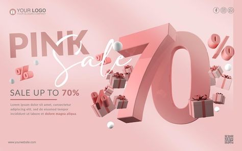 PSD banner template pink sale and 70 per... | Premium Psd #Freepik #psd #offer #discount #template #banner-design 30 Percent Off, Product Poster, Cloth Banners, Email Marketing Design Inspiration, Email Marketing Design, Discount Banner, Pink Holiday, Pink Sale, Sale Banner