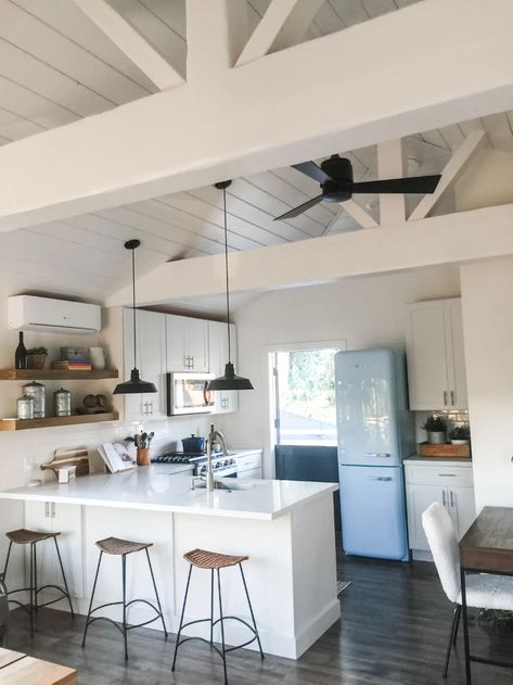 Small Garage Apartment, Adu Interior Design, Additional Dwelling Unit, Garage Apartment Interior, Garage Adu, Aurora Rose, Stackable Washer And Dryer, Accessory Dwelling Unit, Garage Apartments