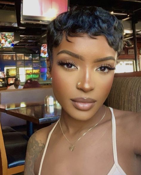 Short Lace Front Wigs Pixie, Pixie Cut Shaved Sides Black Women, Molded Pixie Black Women, Pixie Cut Sew In Black Women, Black Woman Pixie Cuts, Rihanna Pixie Haircut, Short Pixie Wigs For Black Women, Black Woman Pixie Hairstyles, Short Wig Styles For Black Women