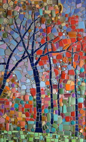 Rock Kunst, Tree Mosaic, Wal Art, Mosaic Garden Art, Fall Trees, Mosaic Art Projects, Mosaic Stained, Mosaic Tile Art, Mosaic Madness