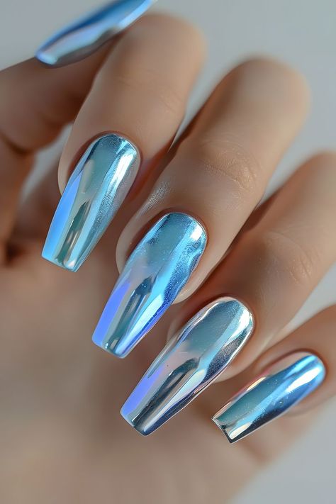 Simple Prom Nails, Fun Spring Nails, Ombre Chrome, Gel Chrome Nails, Black Chrome Nails, Chrome Nail Designs, Ombre Chrome Nails, Purple Chrome Nails, Chrome Manicure