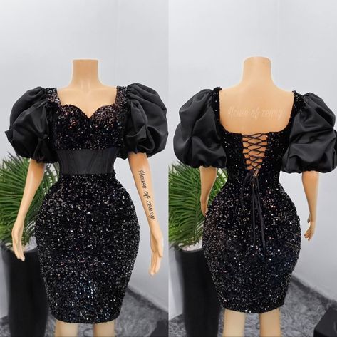 Latest short sequins dress Sequins Short Gown Styles, 2023 Gown Styles, Sequence Dinner Gown Styles, African Print Graduation Outfit, Sequence Dress Short Outfit, Birthday Dinner Dress Outfit, Ankara Short Gowns Classy Wedding, Latest Sequence Gown Styles, Classy Gowns Elegant Short