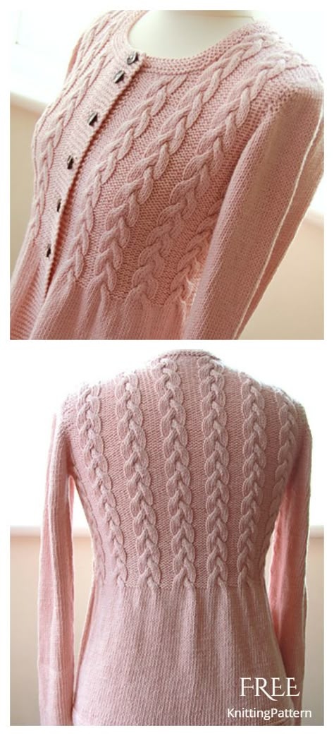 Knit Women Cable Cardigan Free Knitting Pattern - Knitting Pattern Knitting Women Sweater Jackets, Women Sweater Knitting Pattern, Cardigan Designs For Women, Aran Patterns Free, Knitting Inspiration Sweaters & Cardigans, Knitting Cardigan Women, Knitted Sweater With Buttons, Aran Knit Sweaters, Sweater Knitting Patterns Ladies