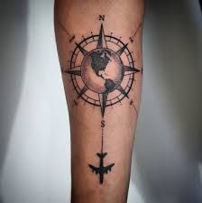 Globe And Compass Tattoo, Compass Plane Tattoo, Airplane Compass Tattoo, Globe And Plane Tattoo, Compass And Plane Tattoo, Tri Tattoo, Aviation Tattoo, Globe Tattoo, Globe Tattoos