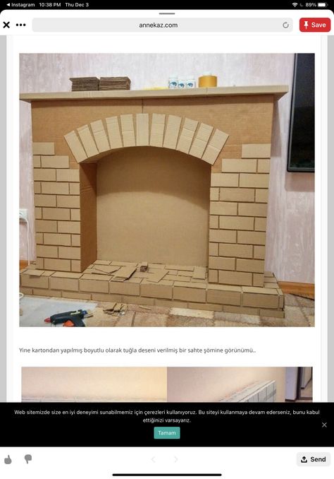 Chimney Diy, Fake Fireplace Diy, Diy Christmas Fireplace, Carton Diy, Cardboard Fireplace, Fake Fireplace, Faux Fireplace Diy, Cardboard Furniture, Faux Fireplace