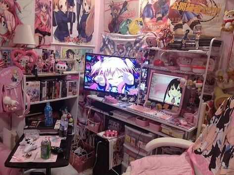 Kawaii Room Ideas, Kawaii Bedroom, Otaku Room, Gamer Room Decor, Anime Room, Gaming Room Setup, Room Goals, Cute Room Ideas, Gamer Room