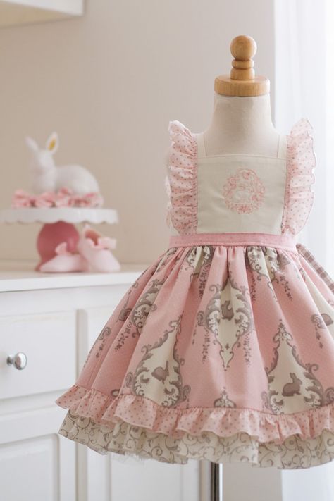 Easter Style (unique and handmade) for little girls in 2019 - Kinder Kouture Frock Sleeves, Princess Style Tutu Dress For First Birthday Easter, Princess Dress For First Birthday Easter, Pink Easter Dress For First Birthday, Pink Easter Dress, April Dress, Princess Style Easter Tutu Dress For Dress-up, Embroidery Shoulder, Easter Bunny Dress