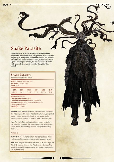 Dnd Dungeon Monsters, Dnd Encounters Ideas, Bloodborne Dnd 5e, Dungeons And Dragons Inspiration, Dungeons And Dragons Homebrew Monsters, Bloodborne Enemies, Dnd 5e Homebrew Monsters, Homebrew Monsters 5e, Dnd Monsters Homebrew