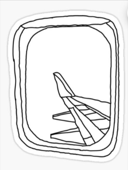 Aviation Doodles, Plane Window Drawing, Plane Line Art, 5sos Tattoo, Ticket Drawing, Plane Window View, Travel Elements, Plane View, Airplane Drawing