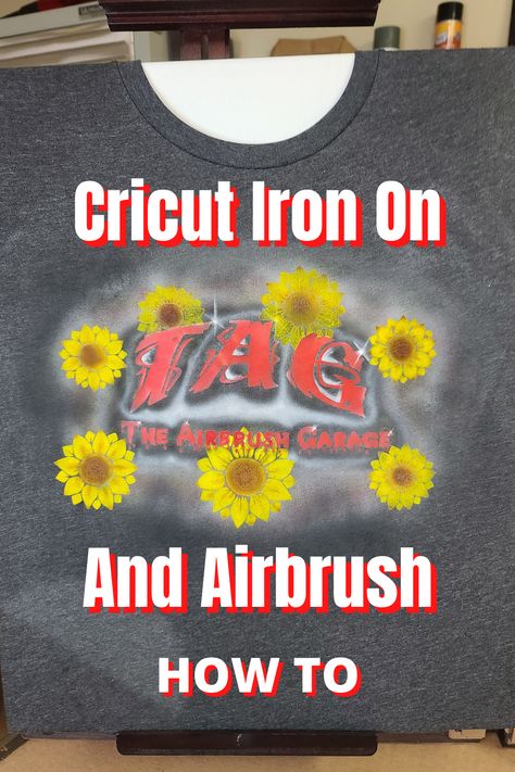 Cricut Iron On and Airbrush on a T-Shirt - How To. I show you how to prep the shirt properly to Iron On a decal cut from the Cricut and then Incorporate some Airbrush. Really cool and fun project. #cricut #airbrush #airbrushhowto #cricuthowto #heattransfervinyl Airbrush Shirts, Cricut Air, Vinyl Shirts, Circuit Design, Diy Cricut, The Shirt, Heat Transfer Vinyl, Fun Projects, That Look