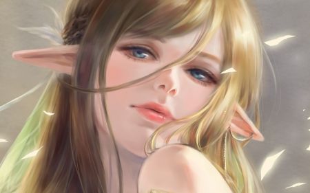 Elf - pai yu, art, elf, girl, face, luminos, fantasy, frumusete Elf Female, Elf Hair, Elf Face, Elf Characters, Female Artwork, Brown Hair Blue Eyes, Female Character Concept, High Elf, Girl With Brown Hair