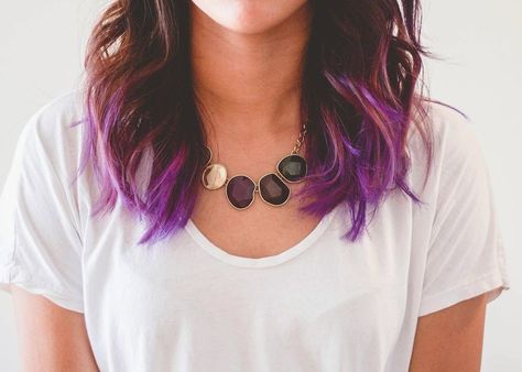 Dye Hair Tips, Purple Hair Tips, Dyed Ends Of Hair, Pink Hair Highlights, Short Purple Hair, Dipped Hair, Hello Hair, Dyed Tips, Hair Dye Tips