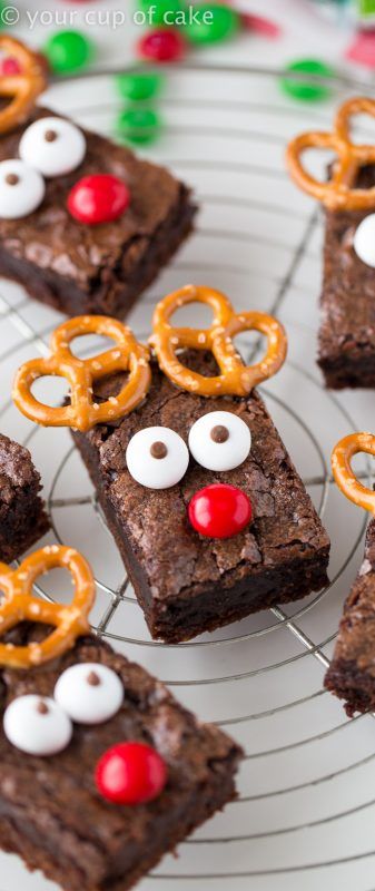 Rudolph Brownies, Reindeer Brownie, Cute Christmas Desserts, Christmas Dessert Table, Kek Lapis, Pinterest Christmas, Brownie Desserts, Christmas Foods, Holiday Snacks