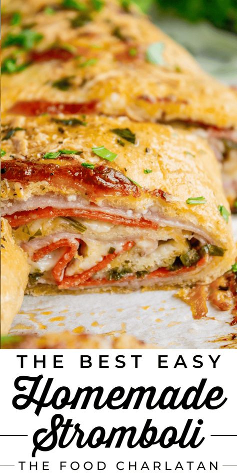 How To Make Stromboli, Easy Stromboli, Sandwich Dinner, Stromboli Recipe Easy, Homemade Stromboli, Stromboli Recipe, The Food Charlatan, Pizza Salad, Food Charlatan