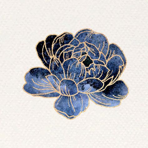 Hogwarts Notebook, Blue Peony Flower, Blue Flower Png, Sticker Overlay, Gold Element, Blue Peony, Ravenclaw Aesthetic, Chinese Pattern, Blue Peonies