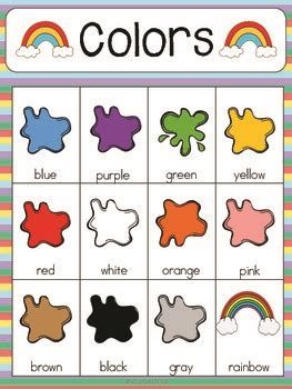 Color Names: List Of Colors In English With The Picture Color Vocabulary, Preschool Charts, Kindergarten Math Worksheets Free, English Grammar For Kids, Color Flashcards, Teaching Shapes, Color Words, Kids Worksheets Preschool, Preschool Colors