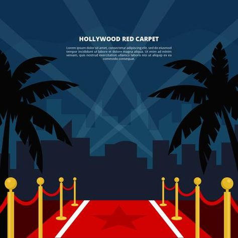 Hollywood Red Carpet Vector Illustration Red Carpet Design Poster, Hollywood Graphic Design, Hollywood Clipart, Hollywood Poster Design, Hollywood Moodboard, Red Carpet Illustration, Hollywood Illustration, Red Carpet Design, Hollywood Invitations