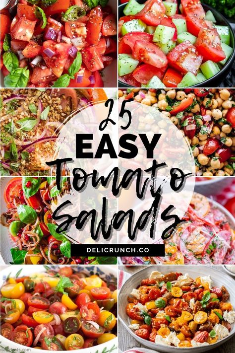 Savor summer all year round with our '25 Easy Tomato Salads'! Bursting with flavors, these salads are quick, easy, and delightful. Perfect for picnics, BBQs, or even a quick dinner fix. Say goodbye to boring salads and hello to the taste of fresh tomatoes! Garden Tomato Salad Recipes, Bacon Tomato Salad, Recipes For Extra Tomatoes, Easy Tomato Salad Recipes, Salad Tomato Recipes, Sun Dried Tomatoes Salad, Roma Tomato Salad Recipes, Fresh Tomato Side Dishes, Simple Tomato Salad