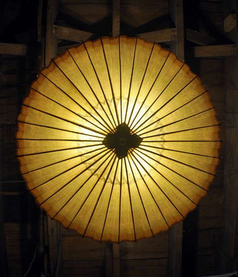 DIY Hanging Umbrella Light. Outdoor Party Lighting http://pinterest.com/wineinajug/outdoor-party-lighting/ Parasol Lights, Eclectic Lighting, Paper Parasol, Umbrella Decorations, Lamp Wire, Parasol Umbrella, Refinishing Furniture Diy, Umbrella Lights, Paper Umbrellas