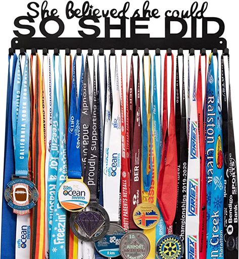 Need a cute medal holder cause all those medals are piling up? This is the perfect one for your daughter. Click and check it out! Simple Medal Display, Gymnastics Medal Display, Gymnastics Medal Holder, Race Medal Holder, Race Bib Holder, Race Medal Displays, Sports Medal Display, Gymnastics Medals, Medal Displays