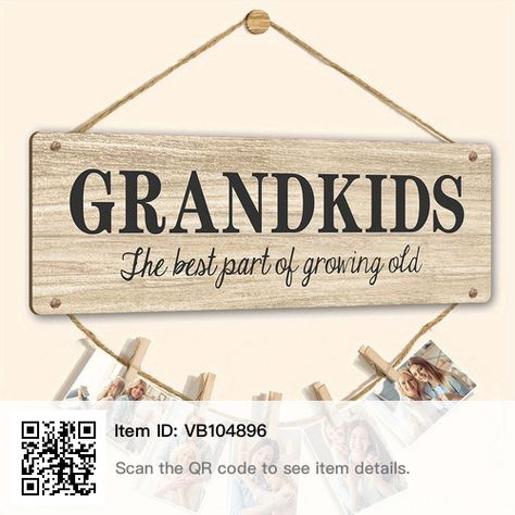 Grandparent Photo, Picture Frame Hangers, Grandchildren Gifts, Family Picture Frames, Frame Hangers, Wooden Clothespins, Framed Photo Collage, Birthday Gifts For Grandma, Hanging Picture Frames