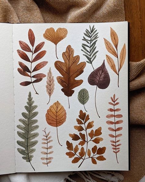 Joannie Houle sur Instagram : Autumn tones 🍂 . . . . . #leaves #autumnleaves #watercolorpainting #watercolor #gouache #fallvibes #sketchbook #illustration #illustrator… Fall Drawings, Autumn Tones, Watercolor Beginner, Sketchbook Illustration, Diy Watercolor Painting, Watercolour Inspiration, Instagram Autumn, Leaf Drawing, Watercolor Paintings Easy