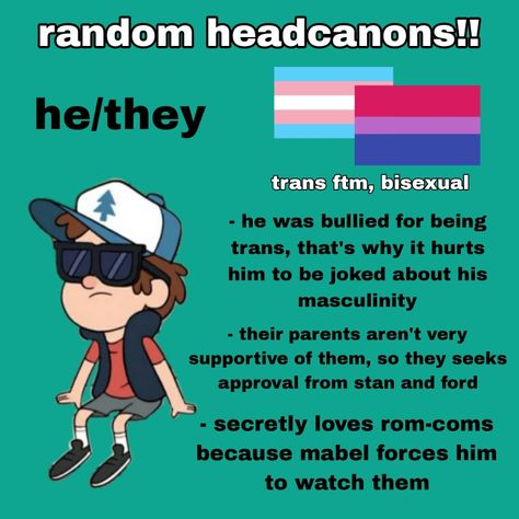 Dipper Headcanon, Dipper Pines Headcanons, Trans Validation, Trans Dipper Pines Fanart, Gravity Falls Headcanon, Trans Dipper Pines, Dipper Pines Fanart, Lgbtq Headcanons, Character Headcanons