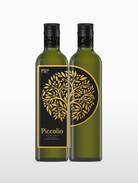 Piccolio Olive Oil – Packaging Of The World Graphic Design Labels, Olive Oil Packaging Design Ideas, Olive Oil Label Design, Olive Oil Branding, Oil Bottle Packaging, Best Olive Oil Brand, Oil Packaging Design, Olive Oil Bottle Design, Olive Farm