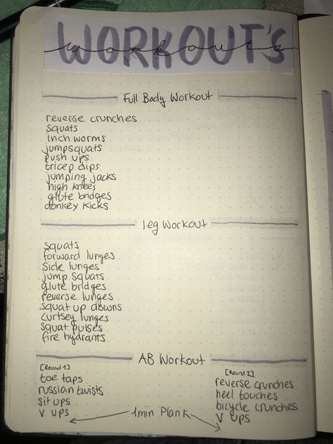 [LayoutA list of workouts you can do to put in your week exercise planningBullet Journal Workout Journal Ideas Logs, Workout Plan Layout, Workout Notebook Fitness Journal, Work Out Journal Ideas, Bullet Journal Workout Plan, Workout Bullet Journal Layout, Weightless Journal, Workout Routine Journal, Exercise Journal Ideas