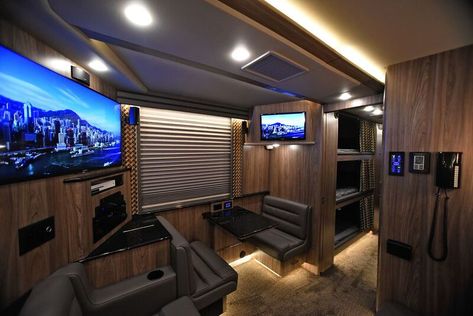 Luxury Tour Bus, Tour Bus Interior, Luxury Campers, Bus Interior, Luxury Bus, Tour Bus, Romantic Fantasy, Luxury Homes Interior, Five Star Hotel