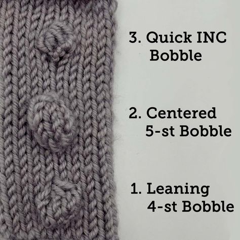 How to Knit Bobbles 3 Ways! - GoodKnit Kisses How To Knit Bobble Stitch, Bobble Knit Stitch, Bobble Stitch Knitting, Bubble Knit Stitch, Knit Bobble Stitch, Knit Bobbles, Knit Linen Stitch, Knitting Motifs, Knitting Hacks