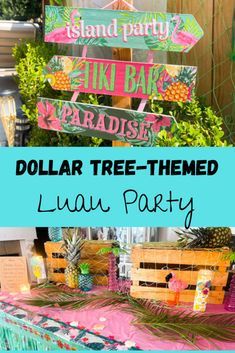 Luau Tiki Party Ideas, Backyard Luau Party Ideas Diy, Tiki Party Ideas For Adults, Aloha Party Theme, Aloha Centerpieces Hawaiian Luau, Summer Beach Party Decorations, Luau Activities For Adults, Dollar Tree Hawaiian Party Decorations, Luau Party Decorations Dollar Tree