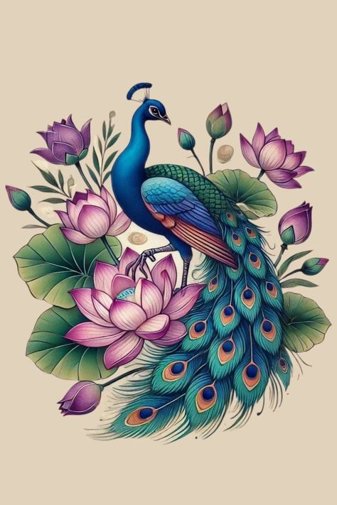 Peacock Painting On Fabric, Peacock Art Drawing, Peacock Drawing Images, Peacock Wall Painting, Peacock Drawings, Painting Of Peacock, Peacock With Flowers, Peacock Sketch, Peacock Tattoos