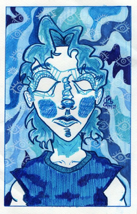 Monochromatic Blue Painting, Monochromatic Sketches, Monochromatic Abstract Art, Monochromatic Drawing, Blue Sketch, Monochromatic Painting, Face Abstract, Shading Drawing, Monochromatic Art