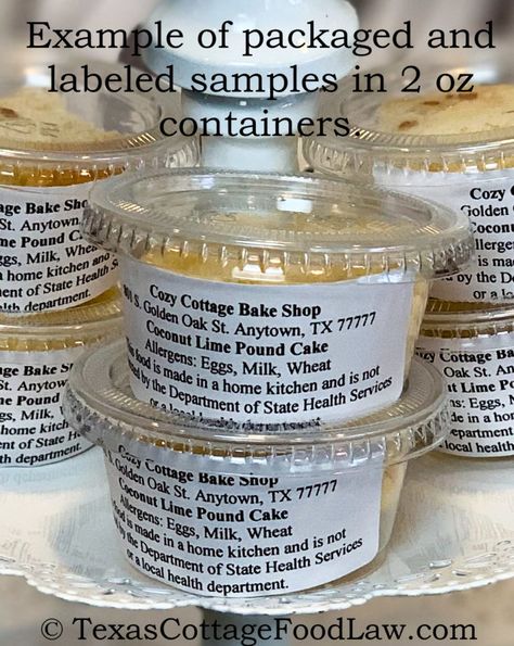 Texas Cottage Food Law Label, Cottage Food Law Recipes, Cottage License Food Ideas, Cupcake Vendor Display, Texas Cottage Food Law, Cottage Law Recipes, Texas Cottage Food Law Recipes, Baked Goods Display Ideas, Cottage Food Business Ideas