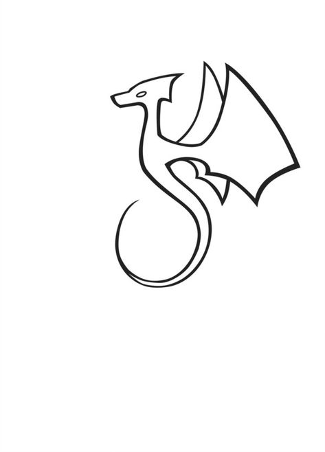 Simple Dragon Outline, Dragon Tattoo Easy, Small Dragon Drawing, Dragon Doodle Simple, Easy Dragon Drawings Simple, Line Art Dragon, Small Easy Tattoo Ideas, Easy Tattoo Designs, Simple Tattoo Drawings