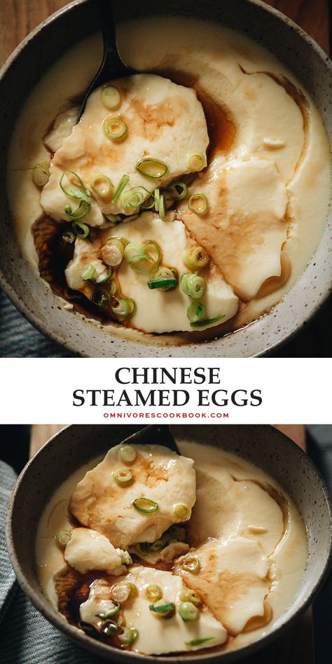 Asian Egg Recipe, Chinese Breakfast, Chinese Egg, Steamed Eggs, Steam Recipes, Chinese Dishes, Chinese Cooking, Delicious Dinner Recipes, Asian Dishes