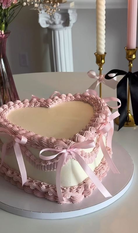 #food#aesthetic Pastel Pink Tea Party Aesthetic, Galentines Cake Idea, Birthday Cake Inspo Pink, Croquette Birthday Party Ideas, Pink Out Bday Party, 23rd Birthday Ideas Pink, La Vie En Rose Birthday Party, Cakes 15 Birthday Girl, Aesthetic Sweet 16 Cakes