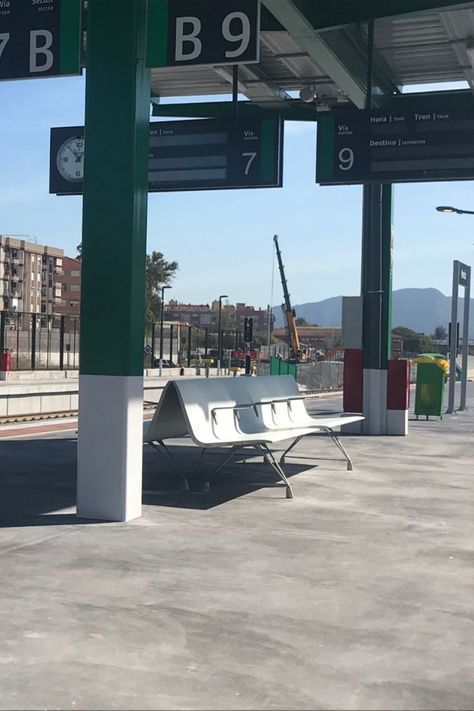 The current Carmen Station in Murcia (Spain) is a provisional #terminal. However, the #waiting areas will continue to be equipped with one of our most long lasting waiting #seating. The choice of AERO as a #bench for a #passenger terminal (#airport, #train #station or #bus station) is very common, mainly because of the #quality of its materials. Made of #aluminium and stainless steel, the AERO Bench makes it highly #resistant to the passage of time, massive passenger use and inclement weather. Murcia, Hong Kong Night, Murcia Spain, Bus Terminal, Public Seating, Waiting Area, Other Space, Bus Station, Railway Station