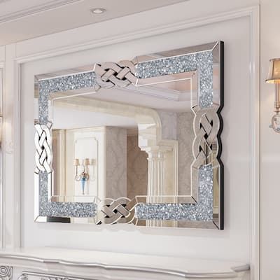 Wall Mirrors - Bed Bath & Beyond Dimensional Aesthetic, Fireplace Bedroom, Kitchen Entry, Accent Mirror Wall, Silver Vanity, Room Fireplace, Crushed Diamonds, Silver Wall Mirror, Mirror Wall Bedroom