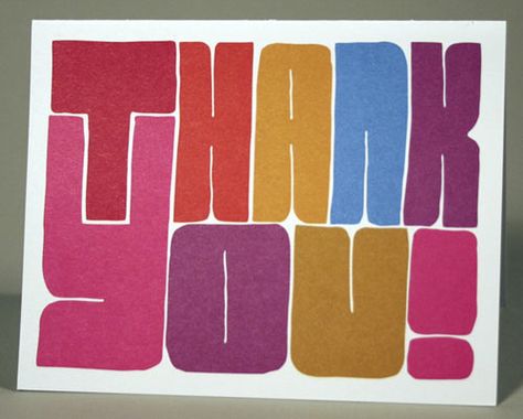 Thank You card design: big bubble letters Thank You Typography, Modern Design Ideas, Gift Card Design, Handmade Thank You Cards, Thank You Card Design, Grad Cards, Greeting Card Illustration, Thanks Card, Letterpress Cards