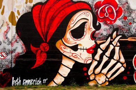 Girl Power Art, Street Art Love, Amazing Street Art, 3d Street Art, Sugar Skull Art, Murals Street Art, Street Graffiti, Inspiring Art, Street Art Graffiti