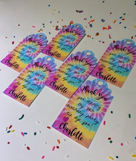 Tye Dye Theme Party, Tie Dye Party Favors, Kids Tie Dye Party, Tie Dye Birthday Party, Tie Dye Decorations, Tie Dye Birthday, Tie Dye Party, Kids Tie Dye, Party Favor Tags