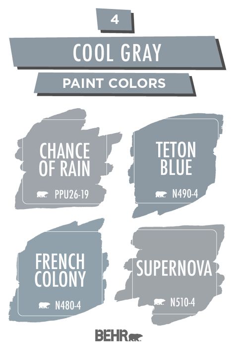 Beat the summer heat with this cool gray-blue color palette from Behr paint. Whether you’re looking for the perfect wall color or a fun accent shade for your next DIY home makeover project, Behr paint is your go-to source of trending colors. Click below to learn more. Popular Bathroom Paint Colors, Bathroom Paint Colors Behr, Diy Home Makeover, Peaceful Blue, Colorful Bathroom, Interior Paint Colors Schemes, Behr Colors, Behr Paint Colors, Bathroom Decor Colors