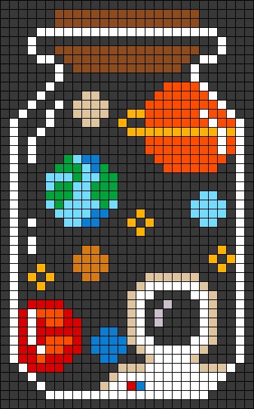 Alpha pattern #142960 | BraceletBook Pixel Art Pattern Circle, Space Pixel Art Easy, Outer Space Perler Bead Patterns, Solar System Pixel Art, Perler Bead Patterns Space, Perler Beads Space, Cute Cross Stitch Ideas, Planets Pixel Art, Pixel Art Grid Pattern